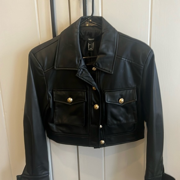Cropped faux leather jacket - Picture 1 of 1